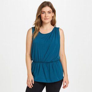 Mossimo Teal Animal Print Peplum Sleeveless Blouse Fall Work Party Spring Summer